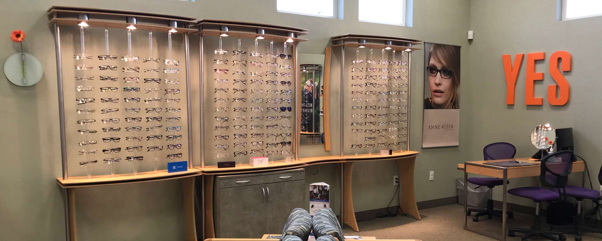 glasses on wall